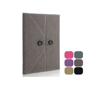  Envelope Button Clip PU leather case pouch for ipad 2 Grey 