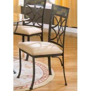  SET OF TWO ANTIQUE METAL FINISH DINING CHAIRS W CASTERS 