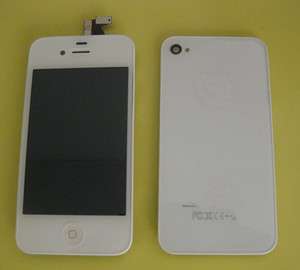 White Replace LCD Touch Digitizer Screen Assembly + Back Cover For 
