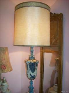vintage Murano Glass Italian Marble LAMP~Swags~Venetian~Tiffany Blue 
