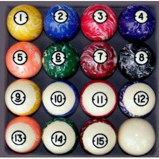 Pool Table Billiard Ball Set, Swirl/Marble Style  Sports 