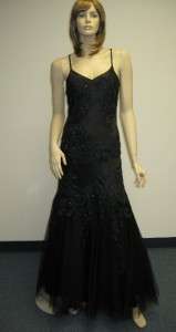 Sue Wong Designer Dress SZ 6 Gown & Shawl LACE Cocktail Evening Black 