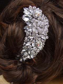 Vintage Rose Crystal Diamante Hair Comb BRIDAL TOP Q  
