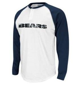 Chicago Bears Mens Reebok Faded Wordmark Henley T shirt   XL  