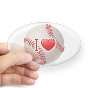  Sticker Clear (Oval) I Love Baseball 