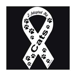  I Adopted My Cats White Ribbon Magnet