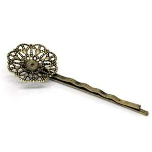 Antique Bronze Flower Bobby Pins Hair Clips 6.1x2.1cm (30 