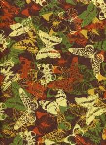 BUTTERFLIES IN EARTH TONES ON BROWN Cotton Quilt Fabric  