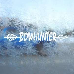  BowHunter White Decal Bow Deer Hunter Hunting Car White 