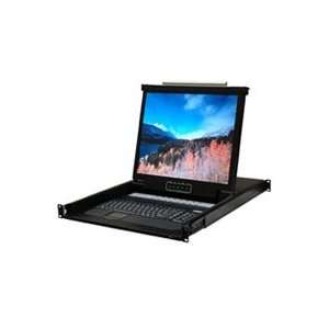 19in Black 1U Rackmount 16 Port KVM Console LCD USB and PS/2  