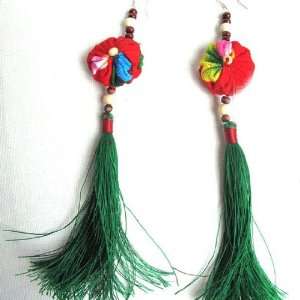    New   Handmade Ethnic Tassel Fabric Earrings by CET Domain Jewelry