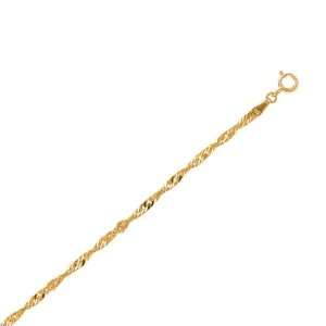  10k 7 Inch Yellow Gold Singapore Chain Bracelet 
