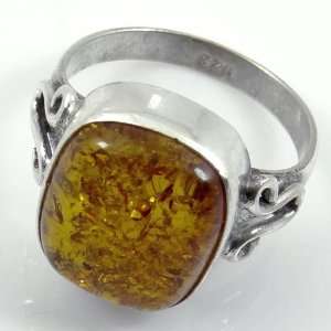   Honey Amber 925 Sterling Silver Ring Size 7 1/2 Arts, Crafts & Sewing