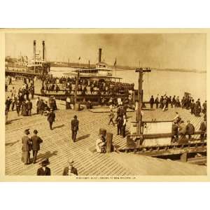   Paddle Steamer Passengers Dock New Orleans   Original Photogravure