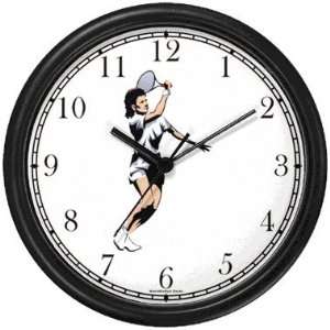   Player No.4 Tennis Theme Wall Clock by WatchBuddy Timepieces (Black