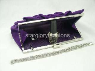 Purple Velvet Designer Rose Wedding Clutch Purse ECV 068473