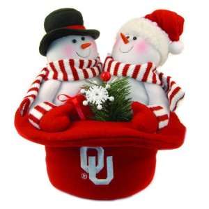   NCAA Oklahoma Sooners Plush Snowmen Top Hat Christmas Table Decoration