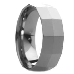  8 mm Mens Tungsten Carbide Rings Wedding Bands Faceted Knife 