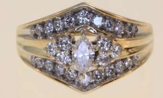   gold 1ct marquise diamond engagement ring 6.3g vintage estate antique