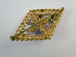 Vintage Rhinestone Brooch Pin Czechoslovakia Triangle Old 1920s 