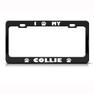 Collie Dog Dogs Black Animal Metal license plate frame Tag Holder