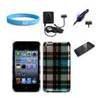  Rubberized Blue Plaid Case for 4th Generation Apple iPod Touch 