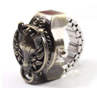   Antique Bronze Wolf Adjustable Finger Ring Watch Punk Style  