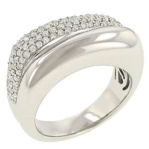    Pave Diamond & Plain Polished Square Shaped Ring .70ct Jewelry