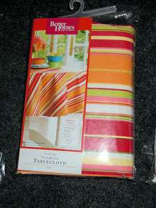 Red Striped/Tropical Vinyl Tablecloth Round~Oblong New  