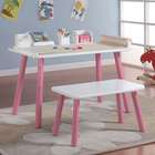  3 Stages Kids Art Table and Bench Set in White and Pink 