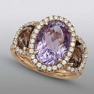 Amethyst and Smokey Quartz Ring  Zeghani Jewelry Gemstones Rings 