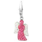  com sterling silver pink and clear crystal angel charm