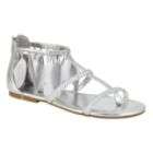 Bongo Womens Farrrah Ankle Feather Flat Sandal   Silver