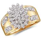   Cluster Diamond Ring 10k Yellow Gold Anniversary Ladies (1/2 Carat