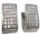 Jazzy Jewels Sterling Silver Four Row Pave CZ Huggie Hoop Earrings