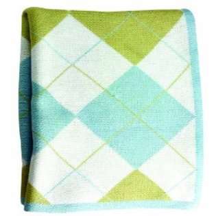   Sweater Knit Baby Blanket, Blue and Green Argyle , 30 X