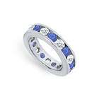   Diamond and Blue Sapphire Eternity Band  Platinum 3.00 CT TGW