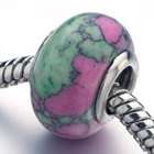   Pink Green Block Pattern Turquoise Beads Fits Pandora Charm Bracelet