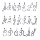   Jewelry Sterling Silver Pave CZ Script Alphabet Initial Letter Pendant