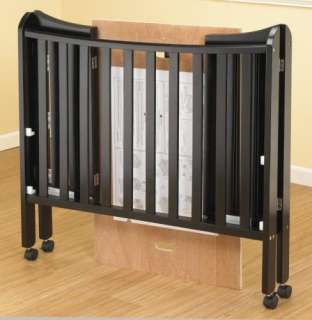 New Orbelle Tian 2 Level Portable Solid Wood Baby Crib   Black Finish 