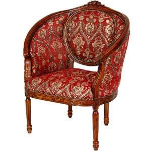  Queen Anne Wing Chair   Crimson Fleurs De Lis