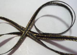 Black Gold Edge Satin Ribbon DoubleFaced 10y 1/8 S95  