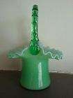 fenton hat style rare green glass overlay basket mother s