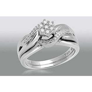   Silver Diamond Bridal Set  Jewelry Wedding & Anniversary Bridal Sets