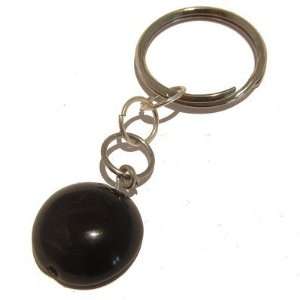   Crystal Black Circle Key Ring Stone Silver Vitality 