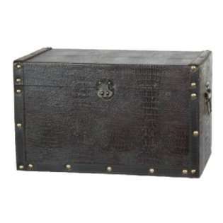 Quickway Imports Decorative Leather Wooden Trunk 