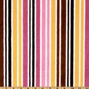   Minky Cuddle Candy Stripes Mango/Chocolate Fabric By The Yard Arts