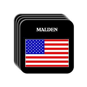 US Flag   Malden, Massachusetts (MA) Set of 4 Mini Mousepad Coasters
