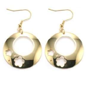  Polished Gold Plated Stainless Steel Hoop Earrings With 
