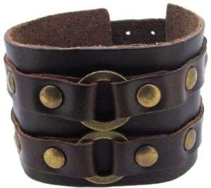 Inch Mens Brown Geunine Leather Band Cuff Bracelet  